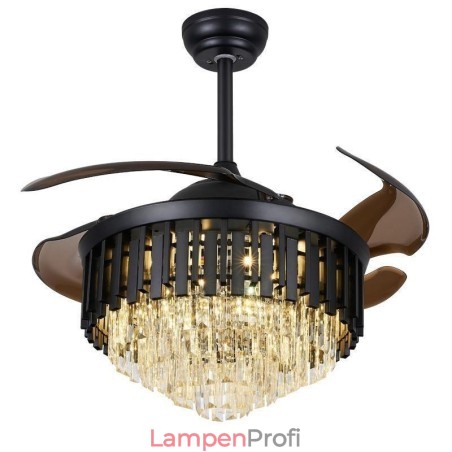Einziehbarer Deckenventilator mit Licht und Kristall-Deckenventilator Einziehbarer Deckenventilator mit Licht und Kristall-Deckenventilator