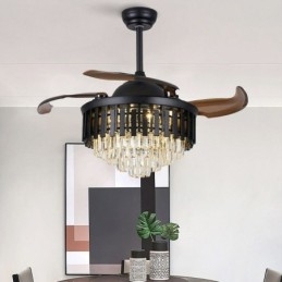 Einziehbarer Deckenventilator mit Licht und Kristall-Deckenventilator