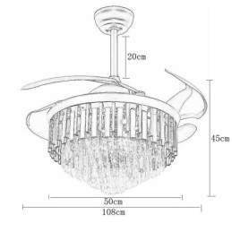 Einziehbarer Deckenventilator mit Licht und Kristall-Deckenventilator