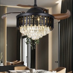 Einziehbarer Deckenventilator mit Licht und Kristall-Deckenventilator