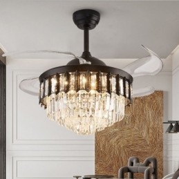 Einziehbarer Deckenventilator mit Licht und Kristall-Deckenventilator