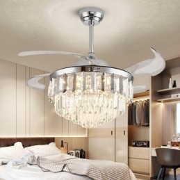 Einziehbarer Deckenventilator mit Licht und Kristall-Deckenventilator