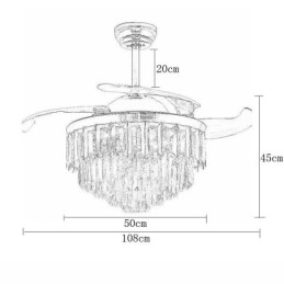 Einziehbarer Deckenventilator mit Licht und Kristall-Deckenventilator