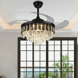 Einziehbarer Deckenventilator mit Licht und Kristall-Deckenventilator