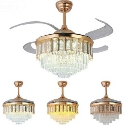 Einziehbarer Deckenventilator mit Licht und Kristall-Deckenventilator