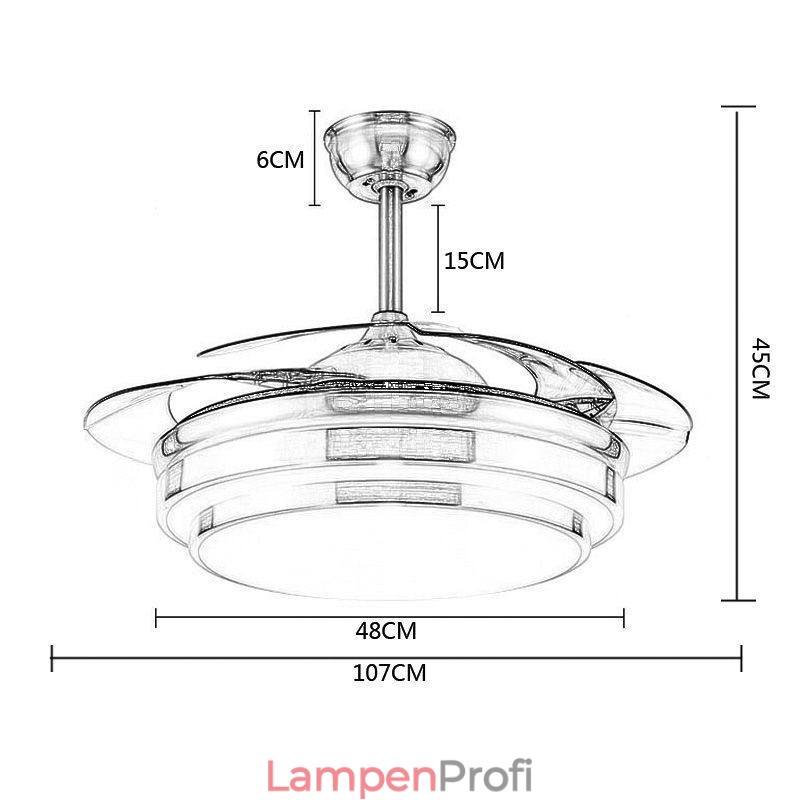 Moderne Deckenventilatorlampe ABS-Lüfterflügel Acrylbeleuchtung