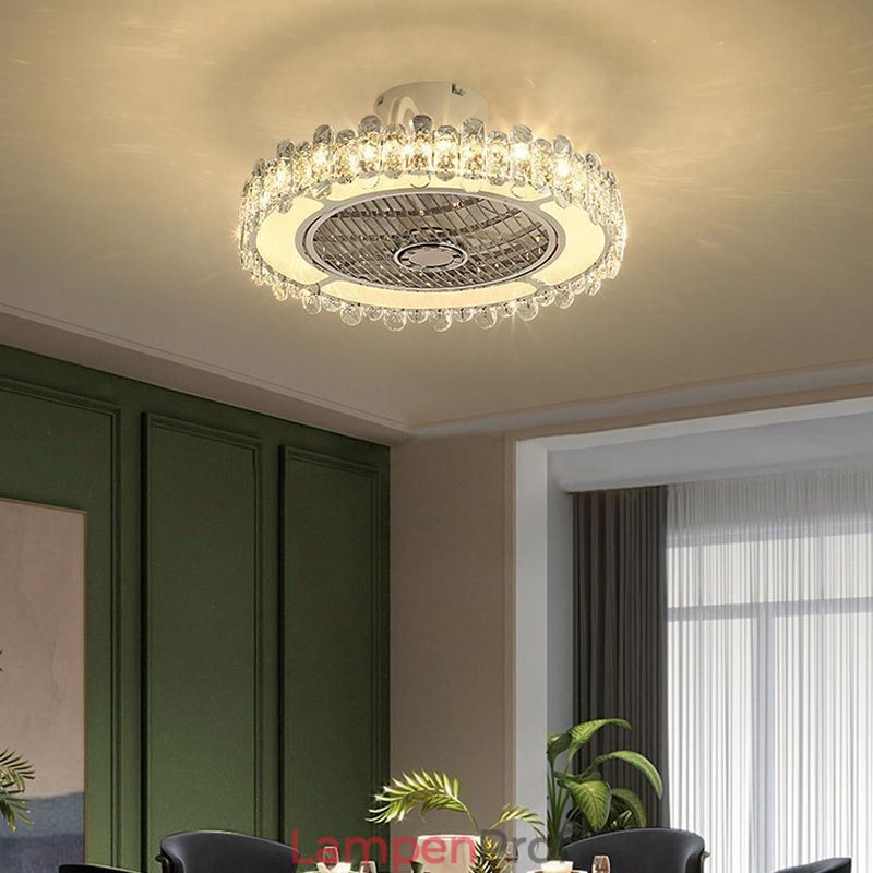 Kristall Deckenventilator Licht Gold Runde Deckenlampe