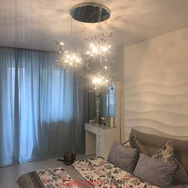Pailletten Kronleuchter Edelstahl Anhänger Beleuchtung Esszimmer