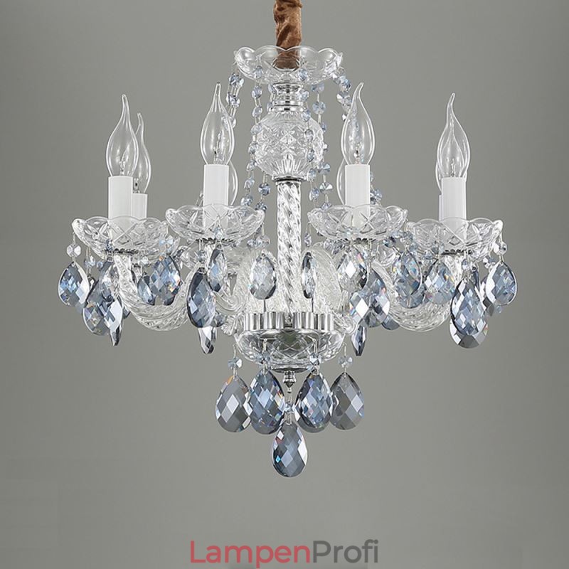 Europäischer blauer Kristall-Kronleuchter, Glas-Leuchtkörper, 8 Lichter