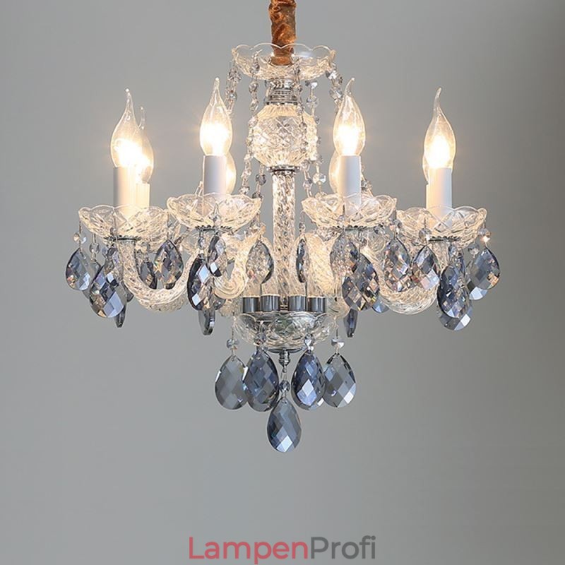 Europäischer blauer Kristall-Kronleuchter, Glas-Leuchtkörper, 8 Lichter