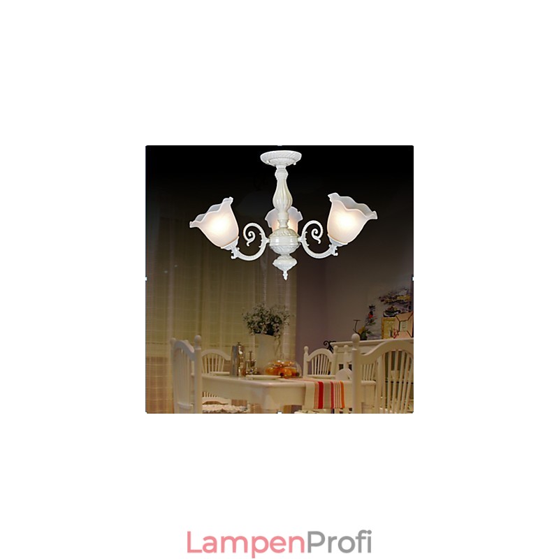 Deckenleuchte Drei Lichter Weiß Europäische Retro Klassisch