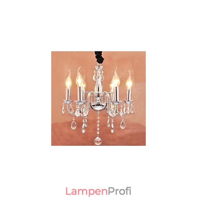 6-flammige Kristall-Pendelleuchte in Kerzenform