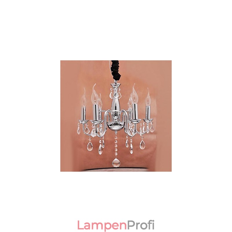 6-flammige Kristall-Pendelleuchte in Kerzenform