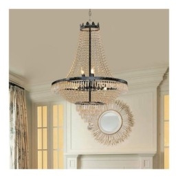 Klassischer Kristall-Kronleuchter, schwarz, Empire-Stil, Pendelleuchte, 9 Lichter