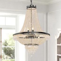 Klassischer Kristall-Kronleuchter, schwarz, Empire-Stil, Pendelleuchte, 9 Lichter