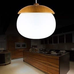 Moderner zeitgenössischer Kronleuchter im Mini-Stil aus Holz und Bambus