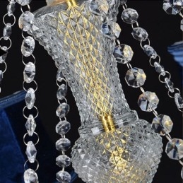 Europäischer Kristall-Kronleuchter Luxus Pendelleuchte Blau Anhänger