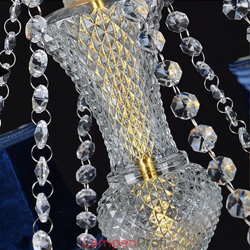 Europäischer Kristall-Kronleuchter Luxus Pendelleuchte Blau Anhänger