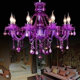 Elegante lila Kristall Deckenleuchte Europäischer Kronleuchter