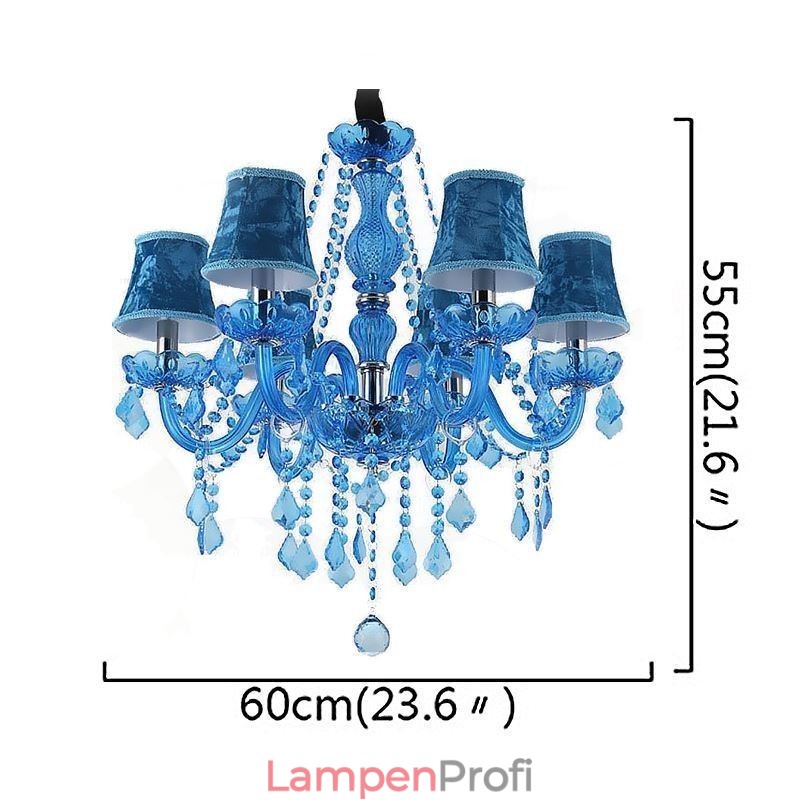 Blauer Kristall-Kronleuchter im europäischen Stil, einzigartige Pendelleuchte