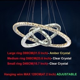 Pendelleuchten Bernstein und Klar K9 Kristall Kronleuchter Lichter Beleuchtung mit 3 Ring