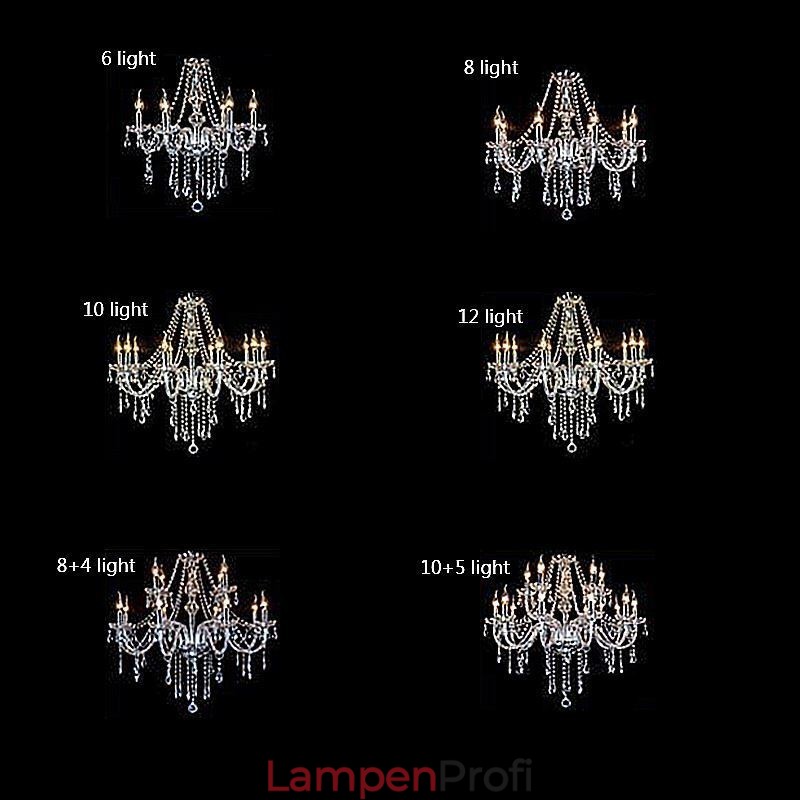 Großer europäischer Kristall-Kronleuchter, transparente Deckenleuchte