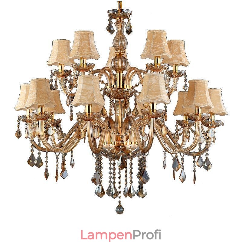 Großer Luxus-Kristall-Kronleuchter, europäische bernsteinfarbene Deckenleuchte