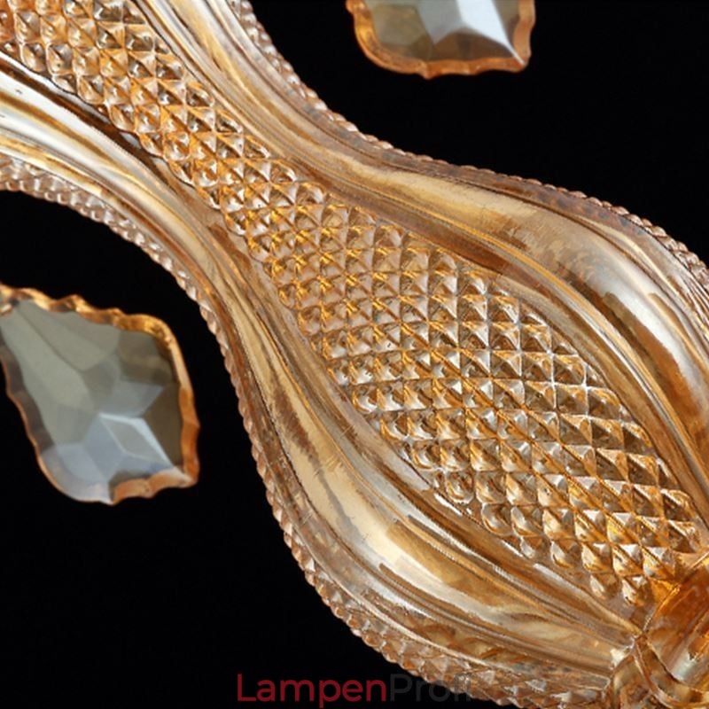 Großer Luxus-Kristall-Kronleuchter, europäische bernsteinfarbene Deckenleuchte