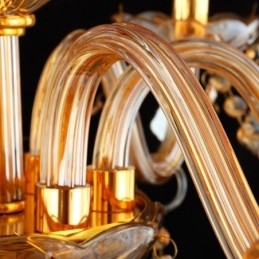 Großer Luxus-Kristall-Kronleuchter, europäische bernsteinfarbene Deckenleuchte