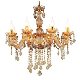 Europäischer Kristall-Kronleuchter, elegante bernsteinfarbene Pendelleuchte