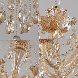 Europäischer Kristall-Kronleuchter Luxus Cognac Pendelleuchte