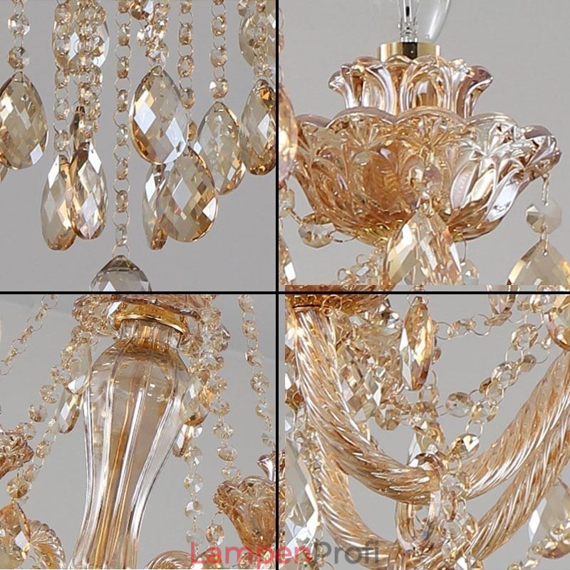 Europäischer Kristall-Kronleuchter Luxus Cognac Pendelleuchte