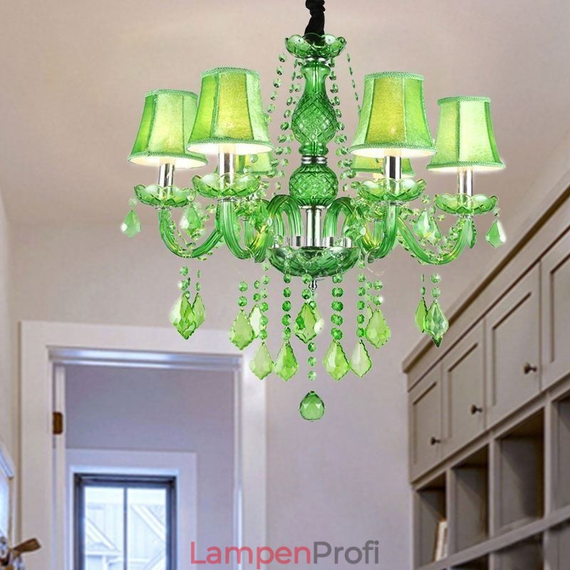 Einzigartiger Kristall-Kronleuchter im europäischen Stil, grasgrüne Pendelleuchte