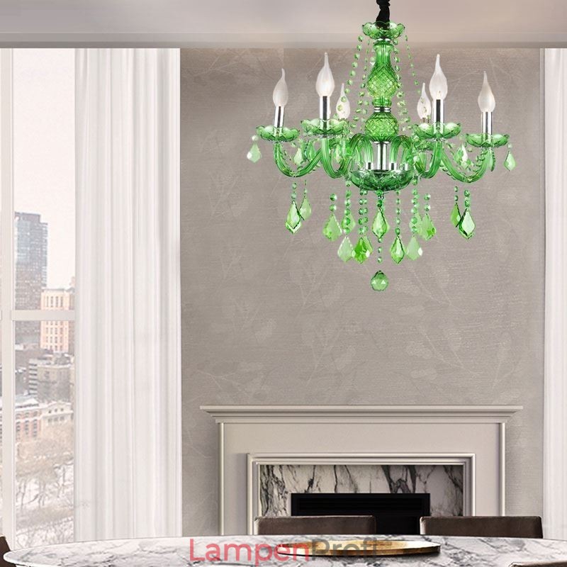 Einzigartiger Kristall-Kronleuchter im europäischen Stil, grasgrüne Pendelleuchte