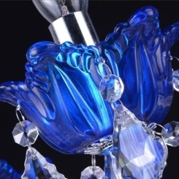 Kristall-Kronleuchter im europäischen Stil, blaue Pendelleuchte aus Kristallglas