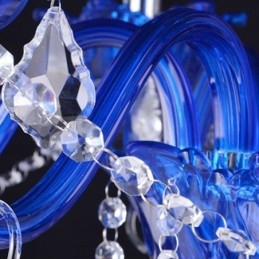 Kristall-Kronleuchter im europäischen Stil, blaue Pendelleuchte aus Kristallglas