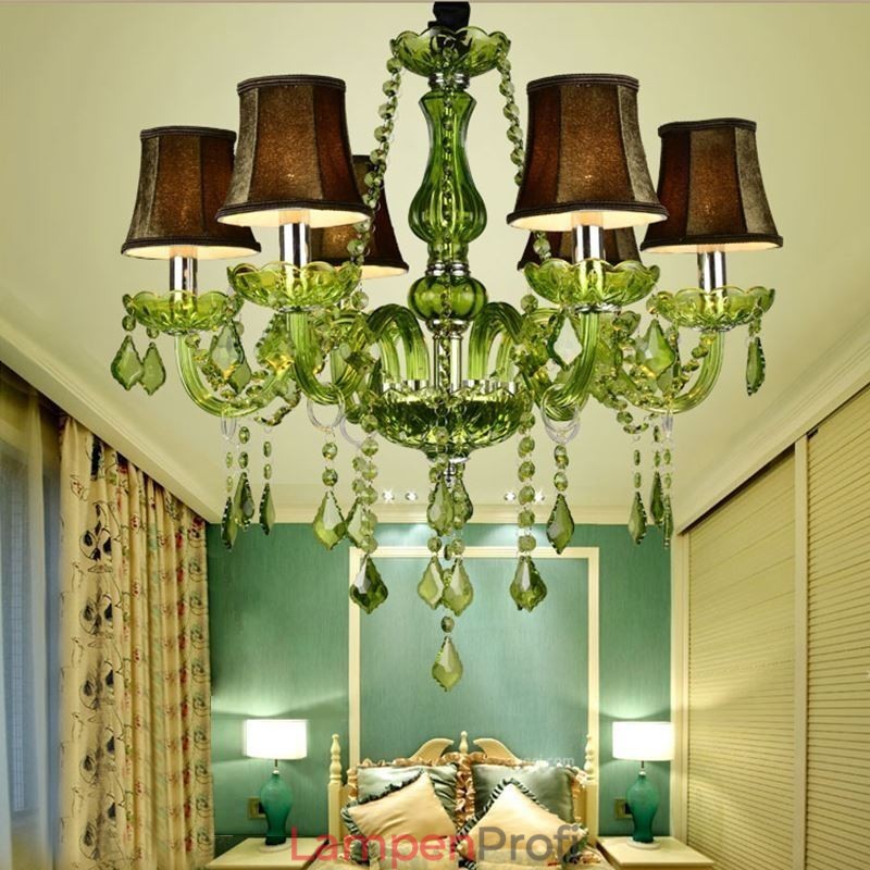 Kristall-Kronleuchter im europäischen Stil, einzigartige grüne Pendelleuchte