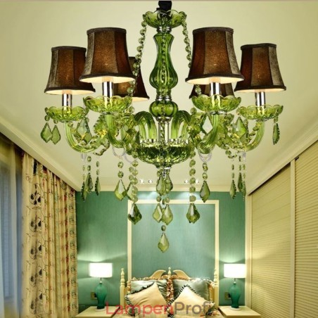 Kristall-Kronleuchter im europäischen Stil, einzigartige grüne Pendelleuchte