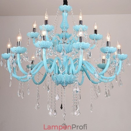 Europäischer großer Kristall-Kronleuchter, blaue Farbe, Pendelleuchte