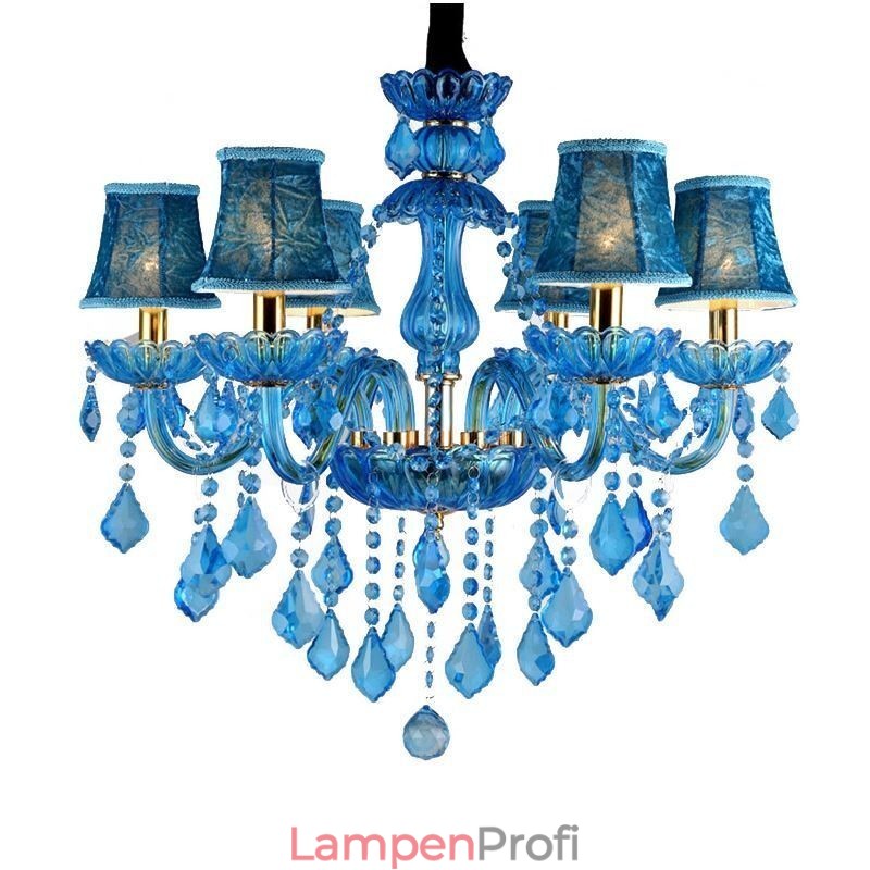 Eleganter Kristall-Kronleuchter, europäische blaue Pendelleuchte