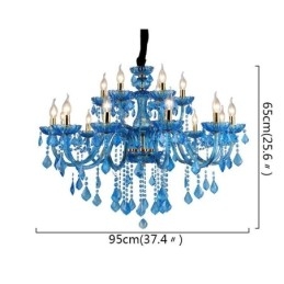 Eleganter Kristall-Kronleuchter, europäische blaue Pendelleuchte