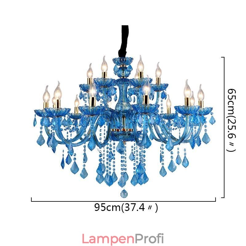 Eleganter Kristall-Kronleuchter, europäische blaue Pendelleuchte