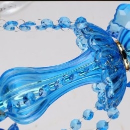 Eleganter Kristall-Kronleuchter, europäische blaue Pendelleuchte