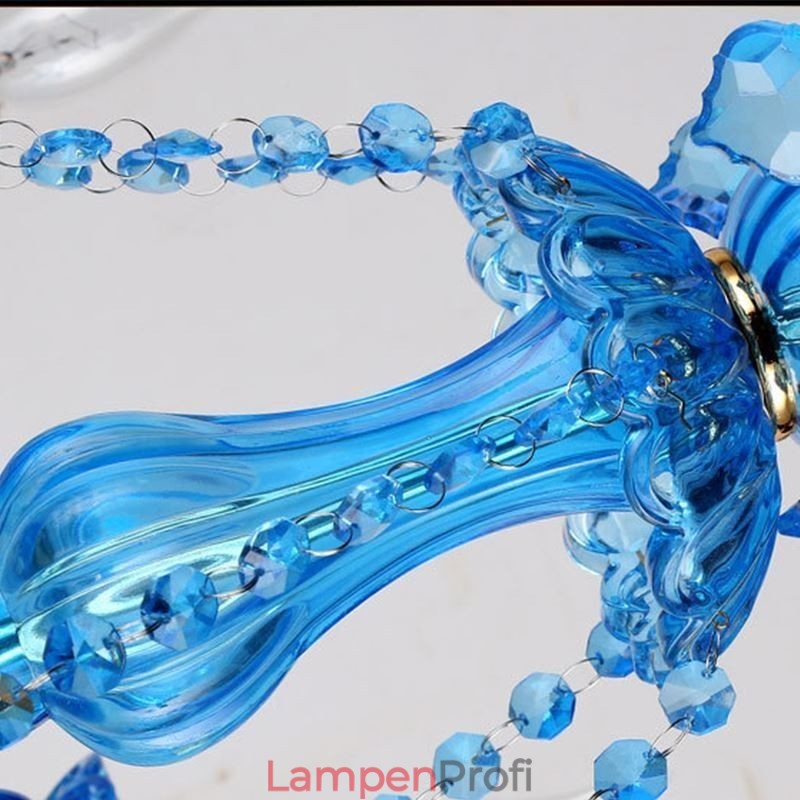 Eleganter Kristall-Kronleuchter, europäische blaue Pendelleuchte
