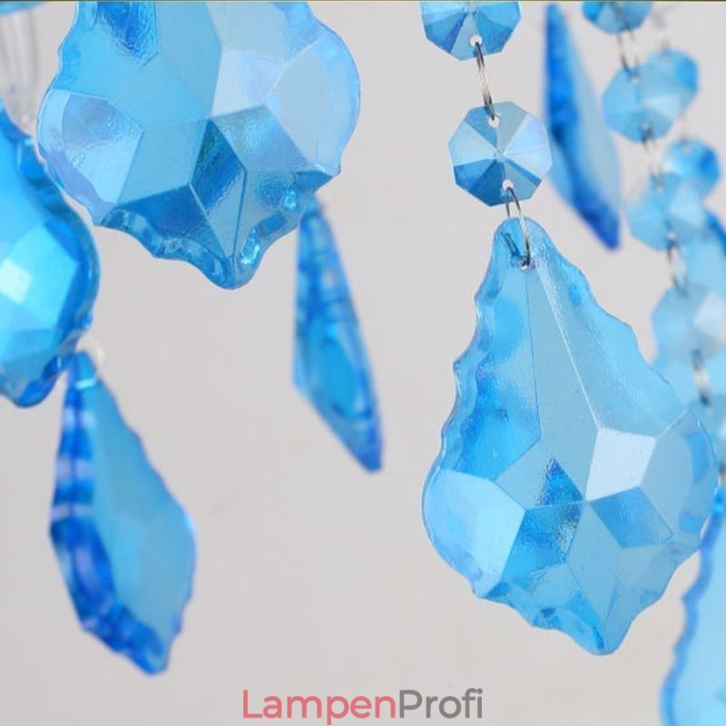 Eleganter Kristall-Kronleuchter, europäische blaue Pendelleuchte