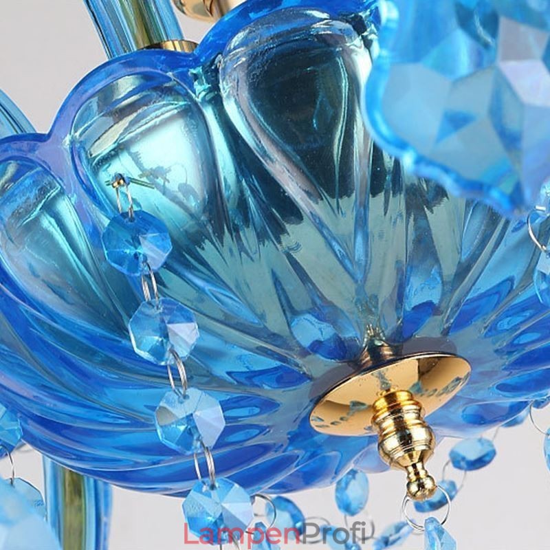Eleganter Kristall-Kronleuchter, europäische blaue Pendelleuchte