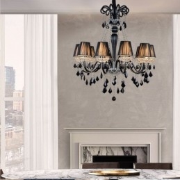 Retro Kristall Kronleuchter Europäische Schwarze Pendelleuchte