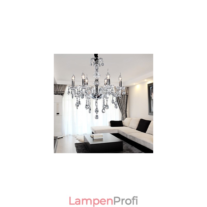 Eleganter Kristall-Kronleuchter mit 6 Lichtern