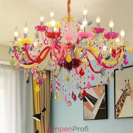 Farbenfrohe Kronleuchter im europäischen Stil, luxuriöse Pendelleuchte