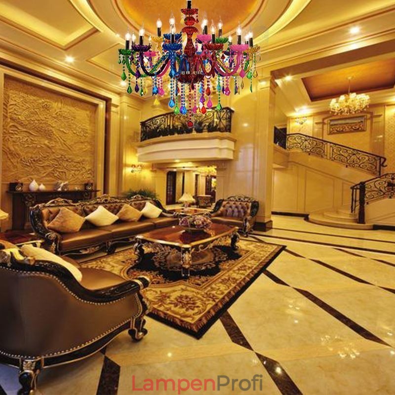 Farbenfrohe Kronleuchter im europäischen Stil, luxuriöse Pendelleuchte